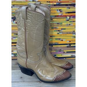 VTG TONY LAMA Cowgirl Boots Western Lizard Toe Women's Sz 5 C